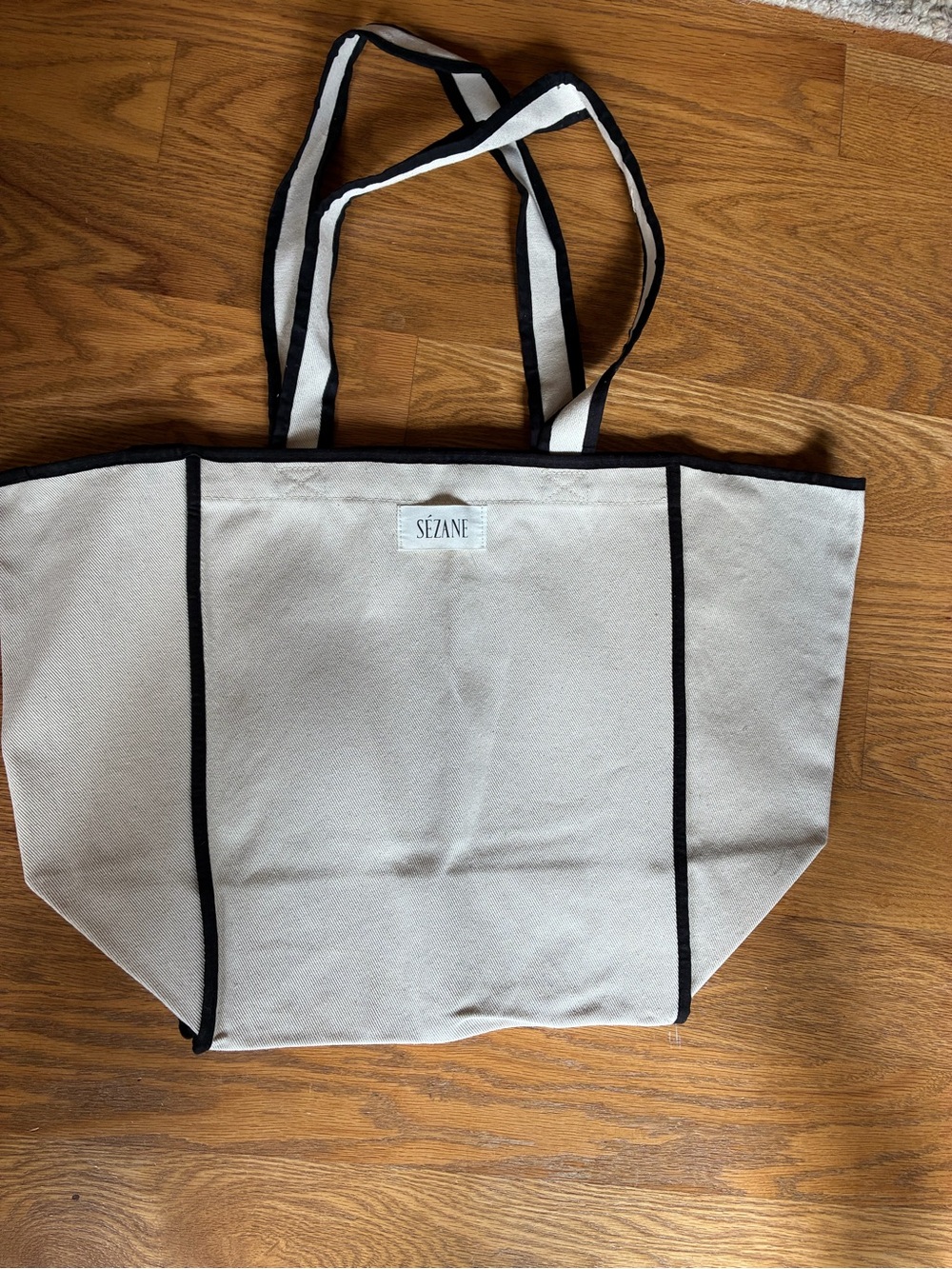 Sezane Black and White Canvas Tote